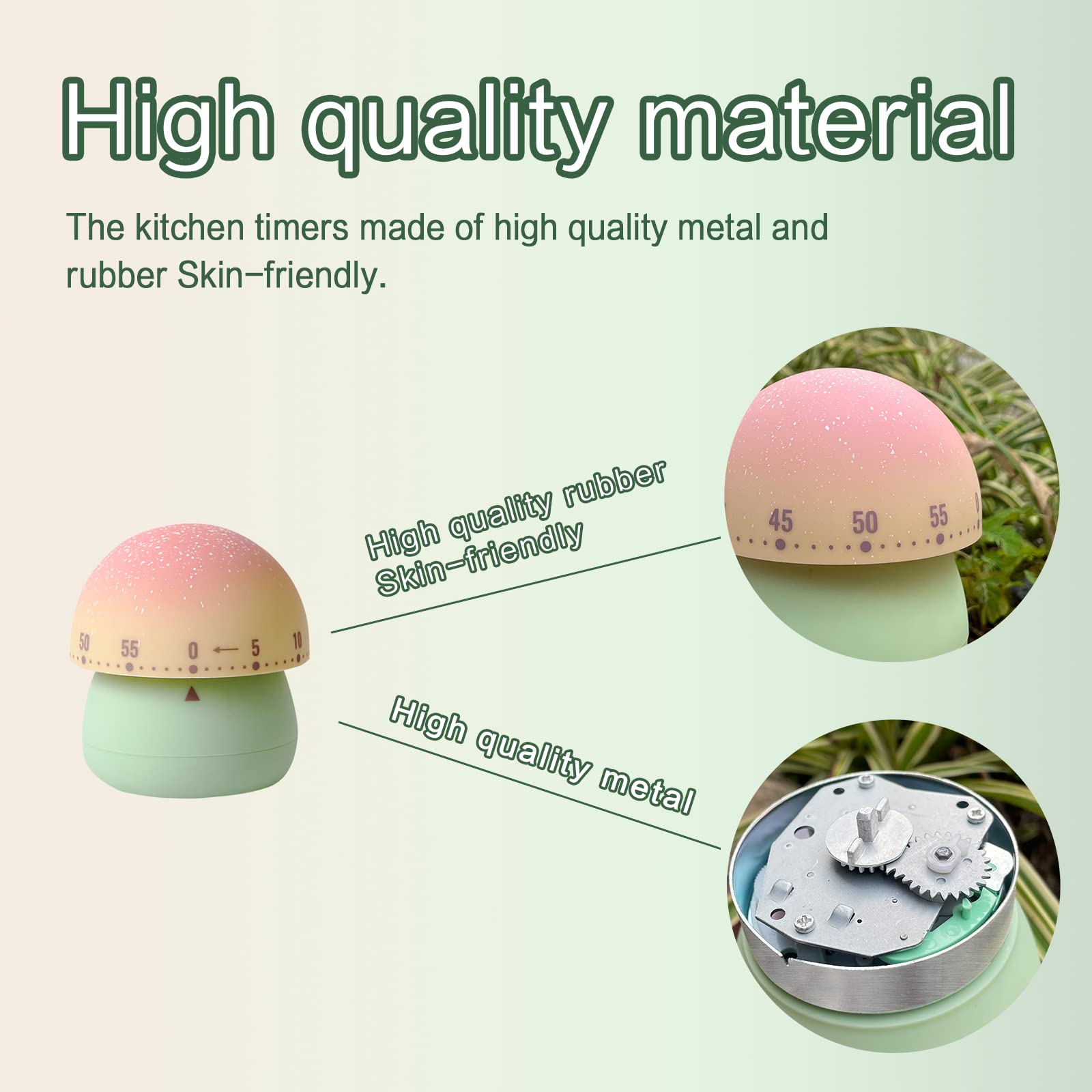 Ele Depi 2 Pack Cute Kitchen Timer,100% Mechanical Egg Timer For Kids,60 Minutes Wind Up Timer For Cooking/Reading/Do Sports. (M